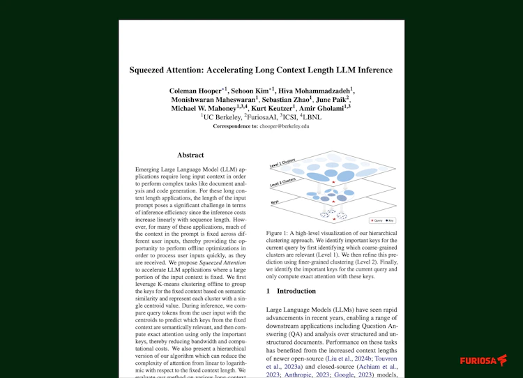 The first page of the Squeezed Attention: Accelerating Long Context Length LLM Inference paper