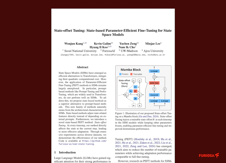 The first page of the State-offset Tuning: State-based Parameter-Efficient Fine-Tuning for State Space Models paper