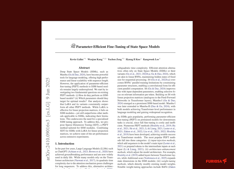 The first page of the Parameter-Efficient Fine-Tuning of State Space Models paper