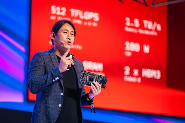 FuriosaAI CEO June Paik delivers a keynote address at SuperAI